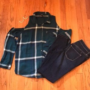 Forever21 Cold Shoulder Flannel